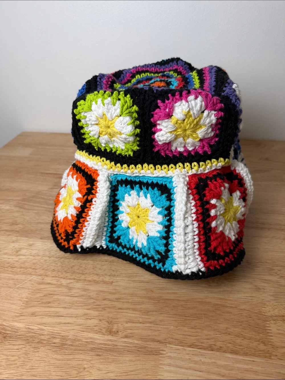 Handmade Crochet Floral Bucket Hat - Multicolor